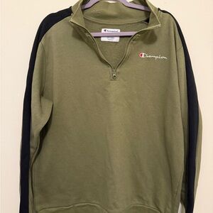 Champion Olive Green Quarter-Zip Sweatshirt